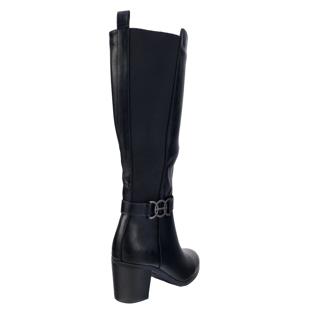 Stivali in simil pelle con tacco comodo e fascia elastica laterale- Art.CHC336