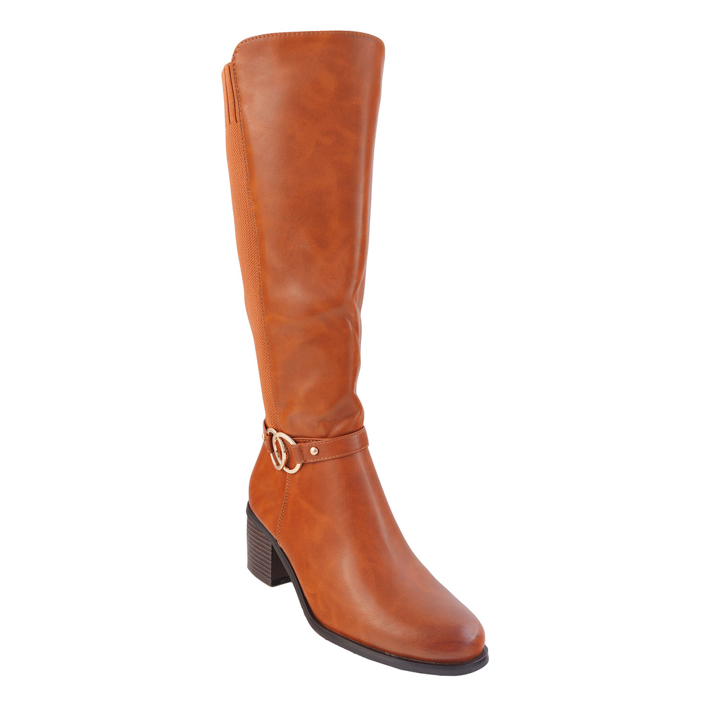 Stivali in simil pelle con tacco comodo e fascia elastica laterale- Art.CHC335