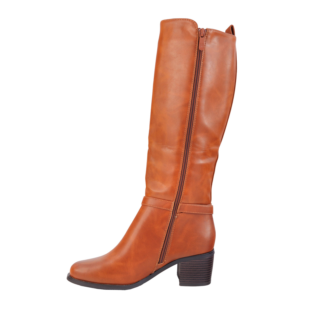 Stivali in simil pelle con tacco comodo e fascia elastica laterale- Art.CHC335