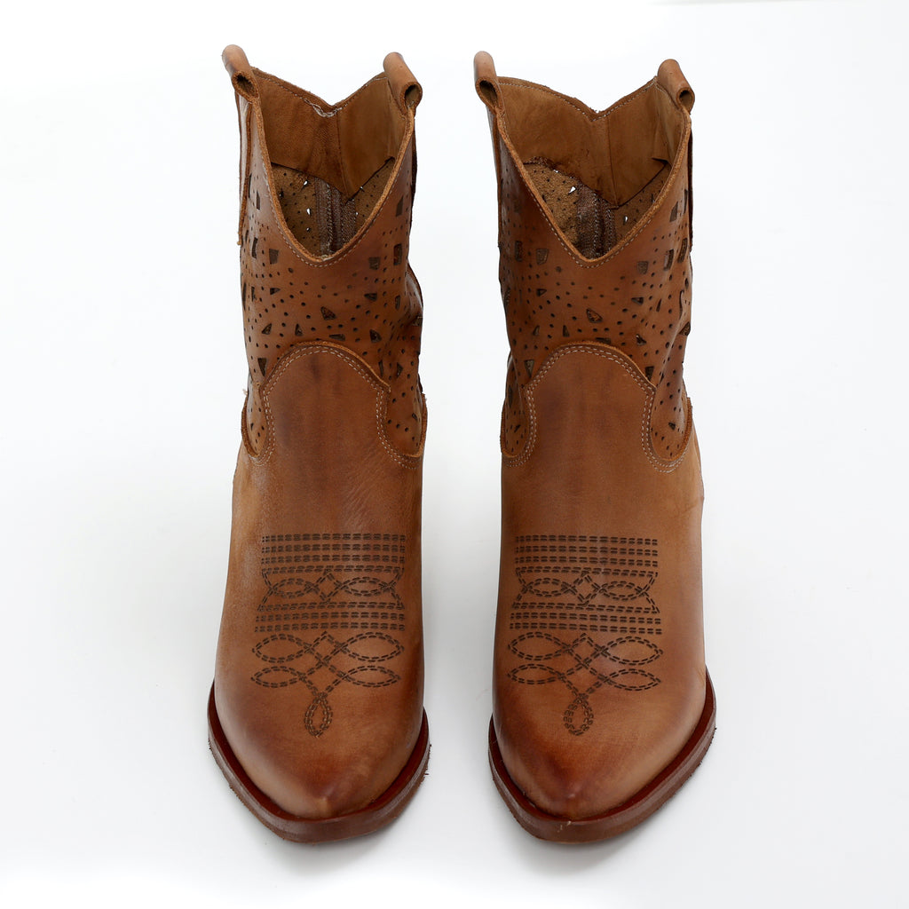 Stivaletti texani in vera pelle nabuk laserata- Art.TEX30T50NABUKLASER