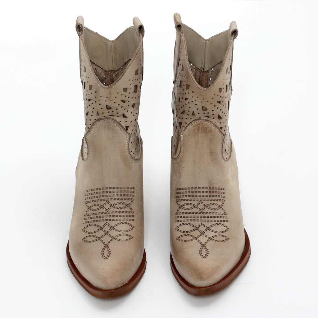 Stivaletti texani in vera pelle nabuk laserata- Art.TEX30T50NABUKLASER