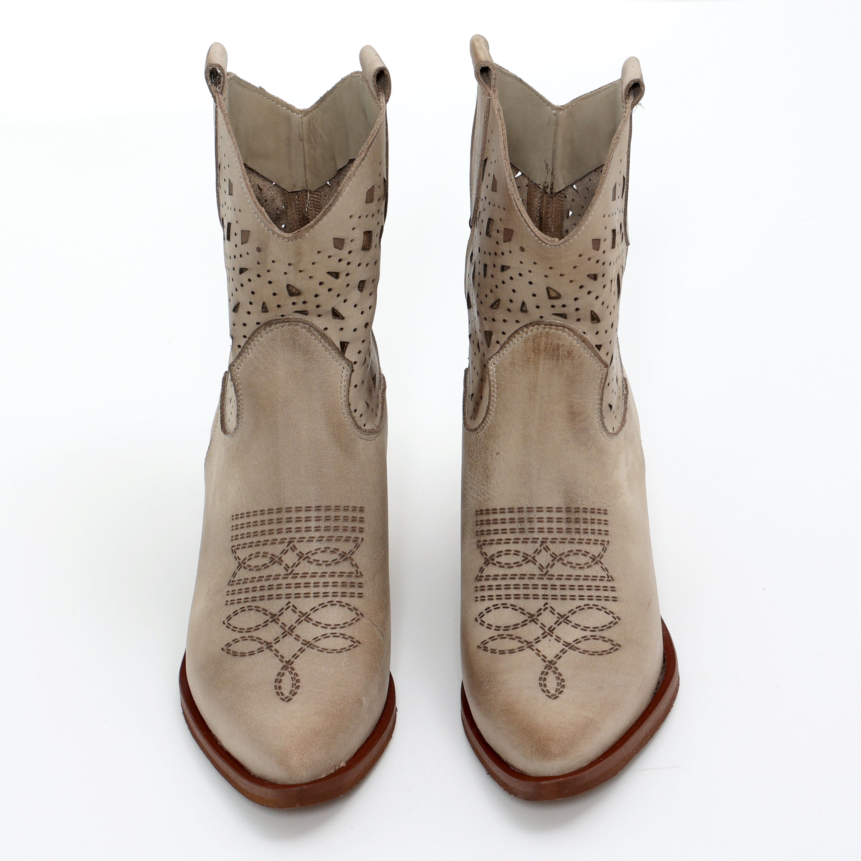 Stivaletti texani in vera pelle nabuk laserata- Art.TEX30T50NABUKLASER