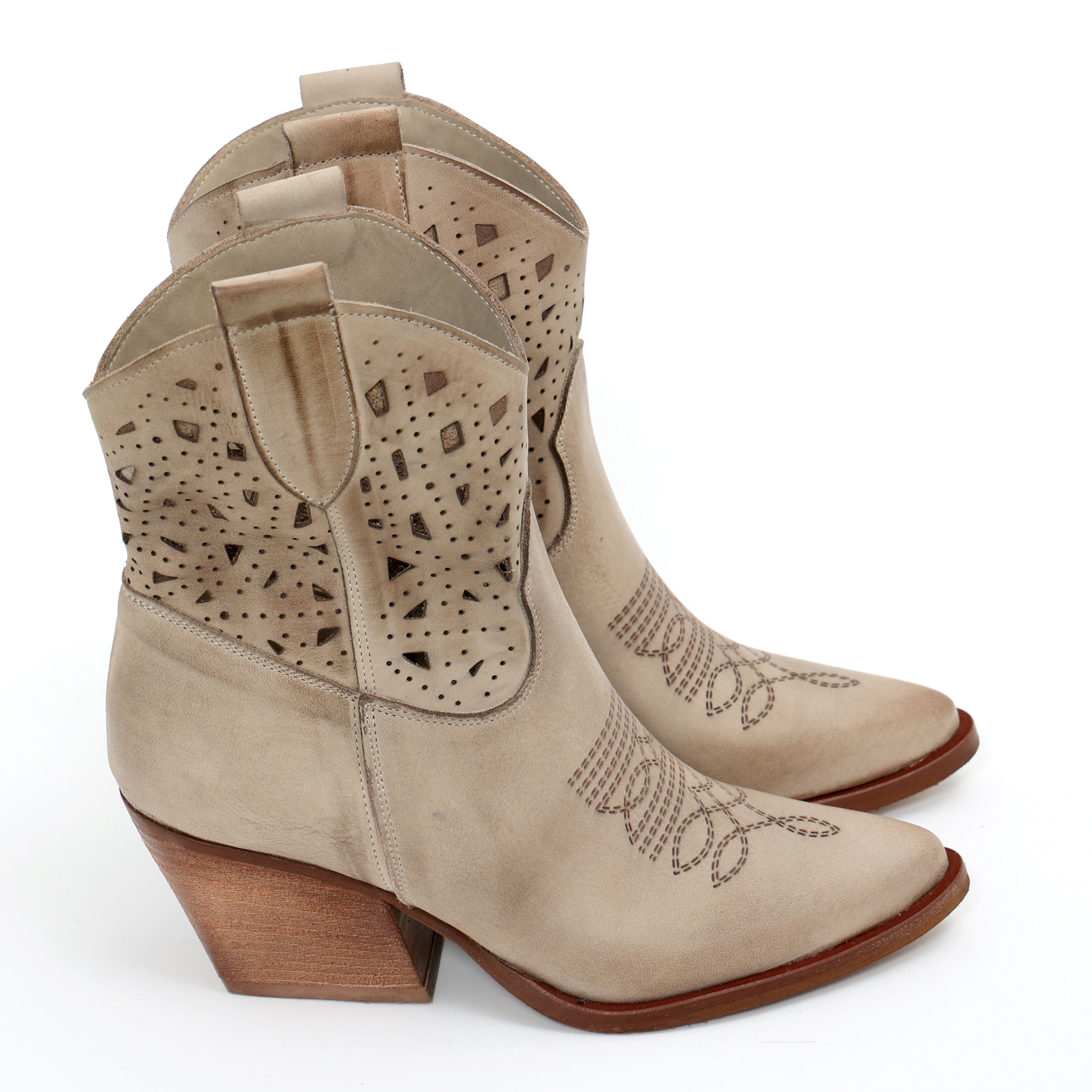 Stivaletti texani in vera pelle nabuk laserata- Art.TEX30T50NABUKLASER