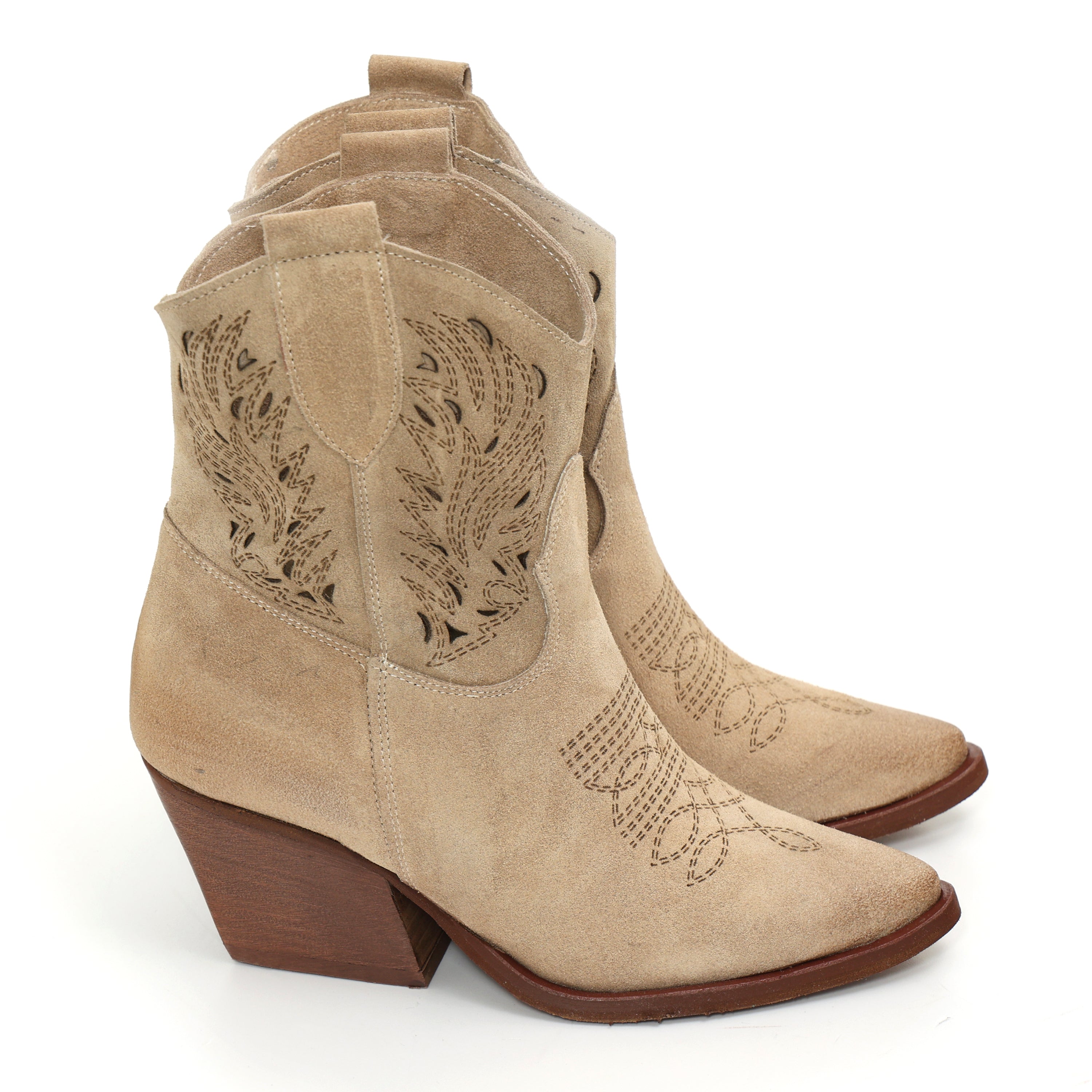 Stivaletti texani in vera pelle scamosciata laserata - Art.TEX30T50CAMOSCIOLASER