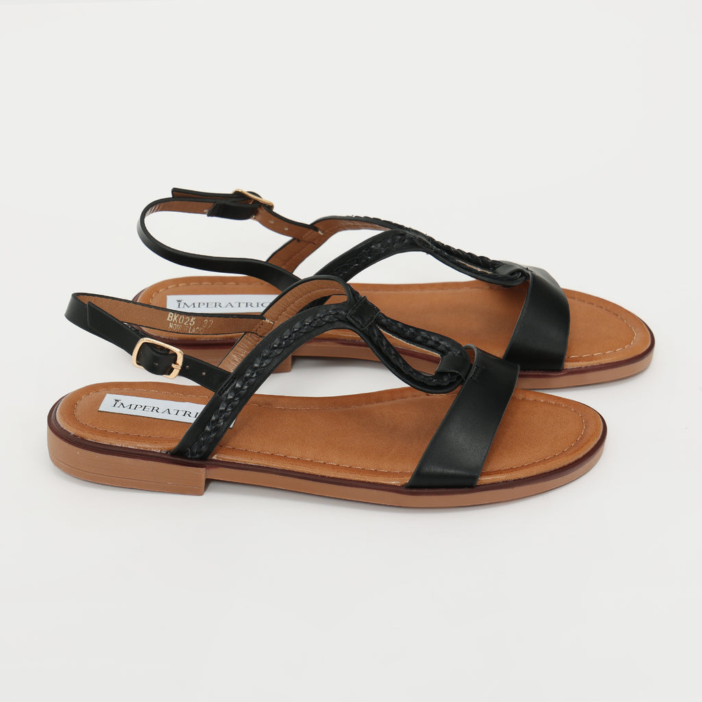 Sandali bassi in simil pelle con fasce intrecciate- Art.BK025