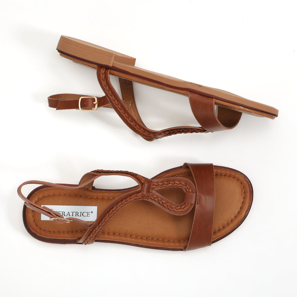Sandali bassi in simil pelle con fasce intrecciate- Art.BK025
