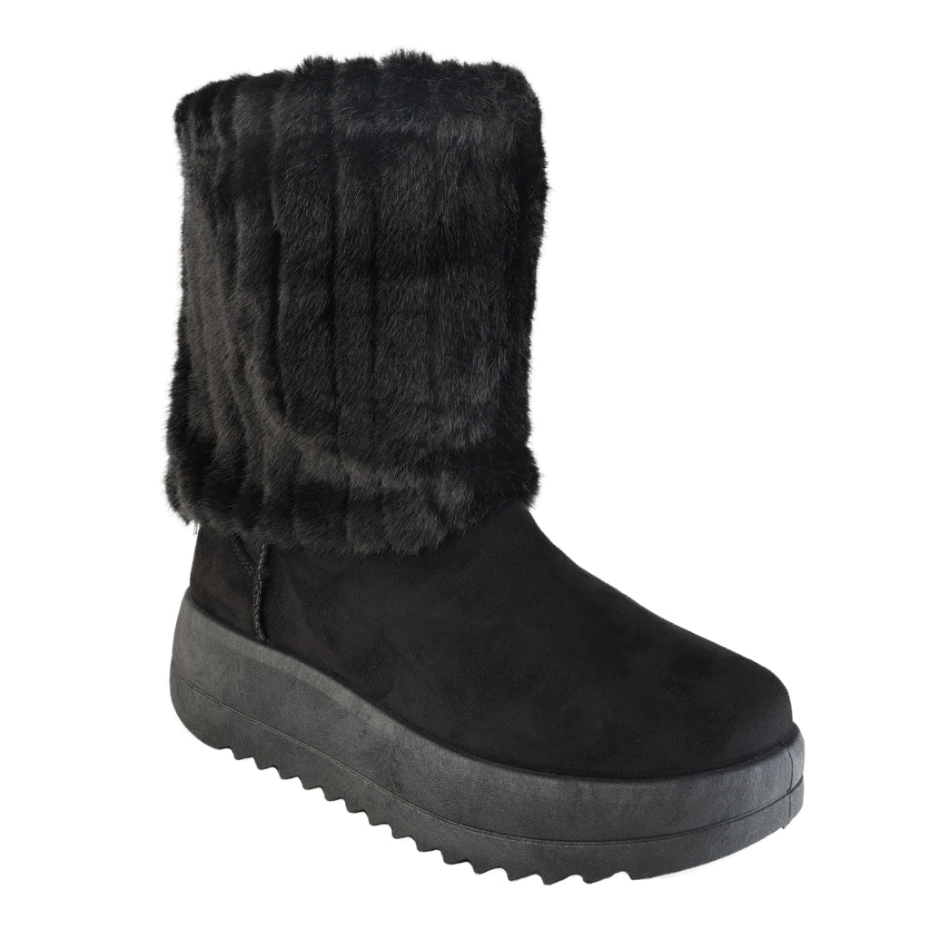 Stivaletti in simil camoscio imbottiti platform con pellicciotto- Art.R5