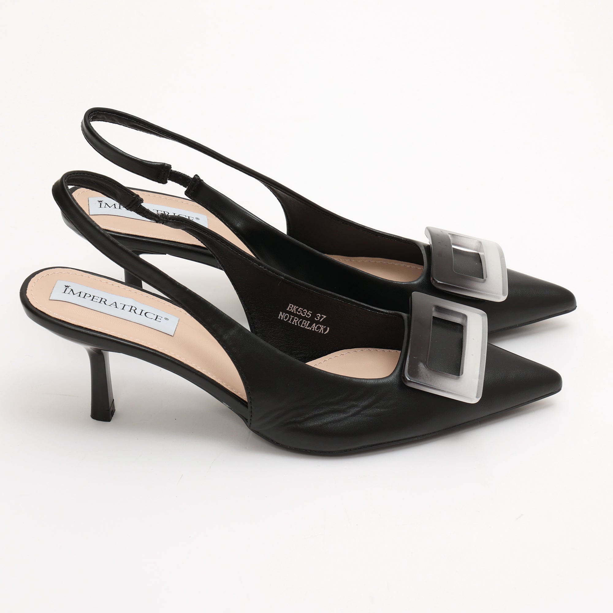 Dècolletè slingback in simil pelle con applicazione sulla punta- Art.BK535