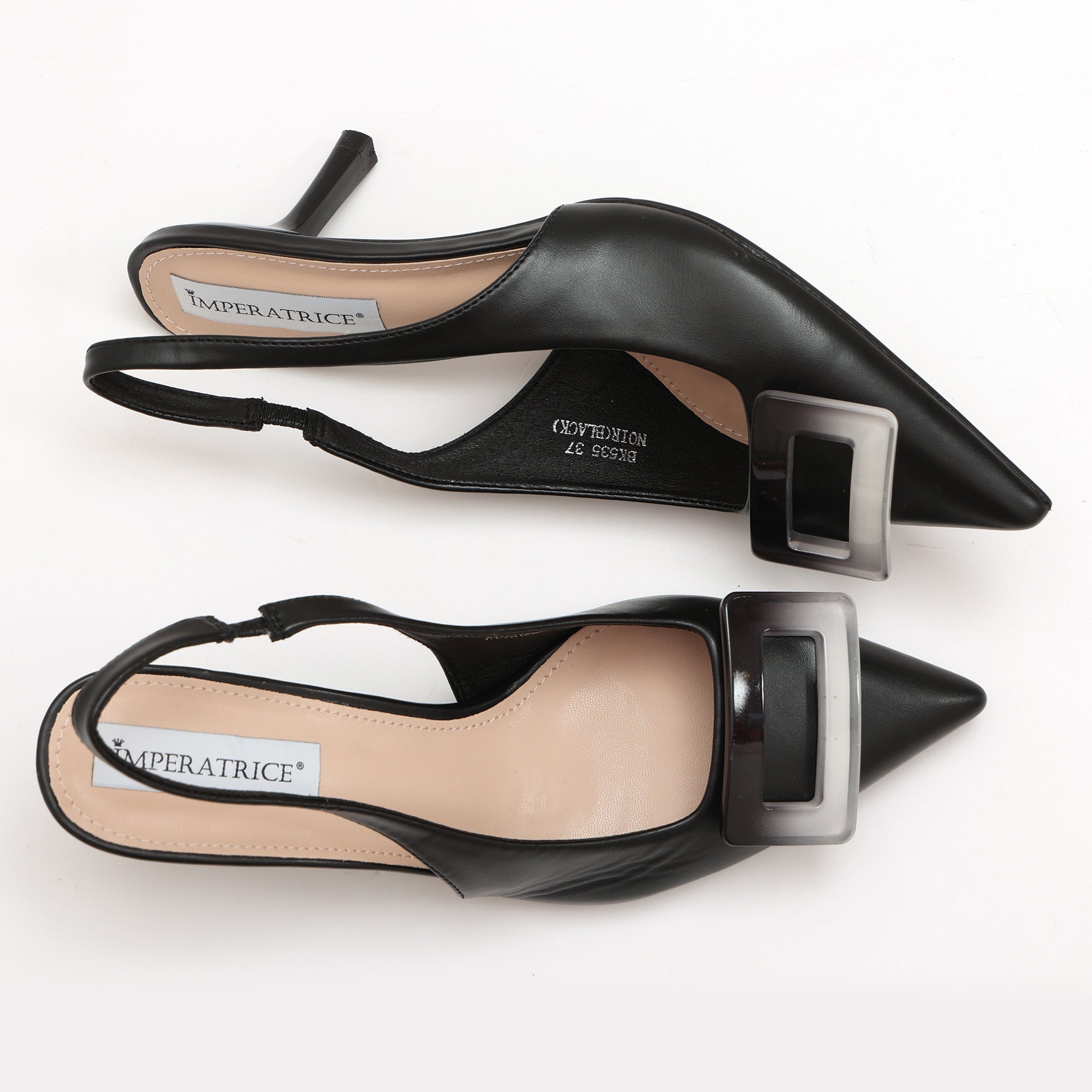 Dècolletè slingback in simil pelle con applicazione sulla punta- Art.BK535