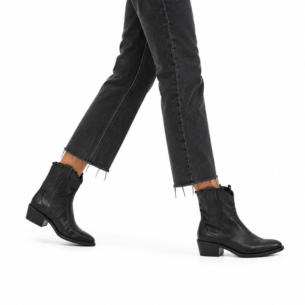 Texano basso in vera pelle - tacco 5 cm- Art. 1PELLE