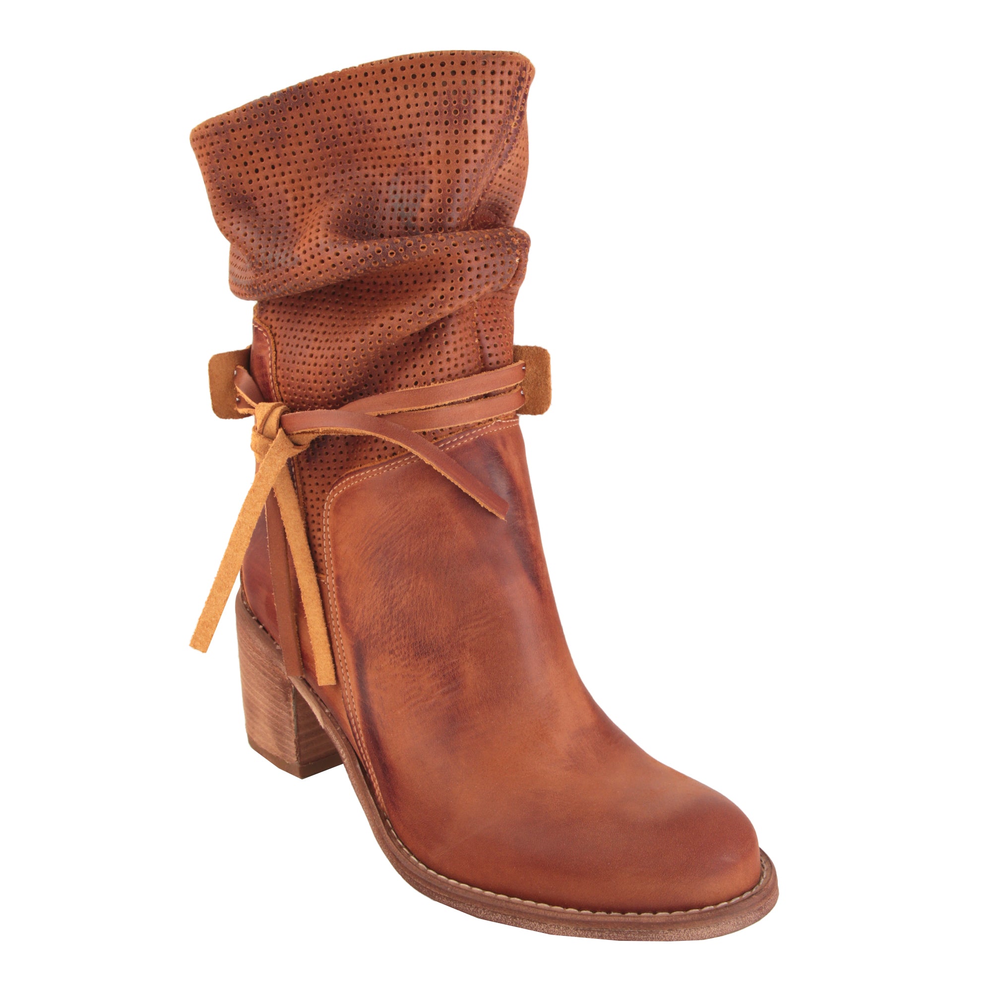 Stivaletti in vera pelle nabuk con tacco comodo- Art.7070NABUKF14SS24