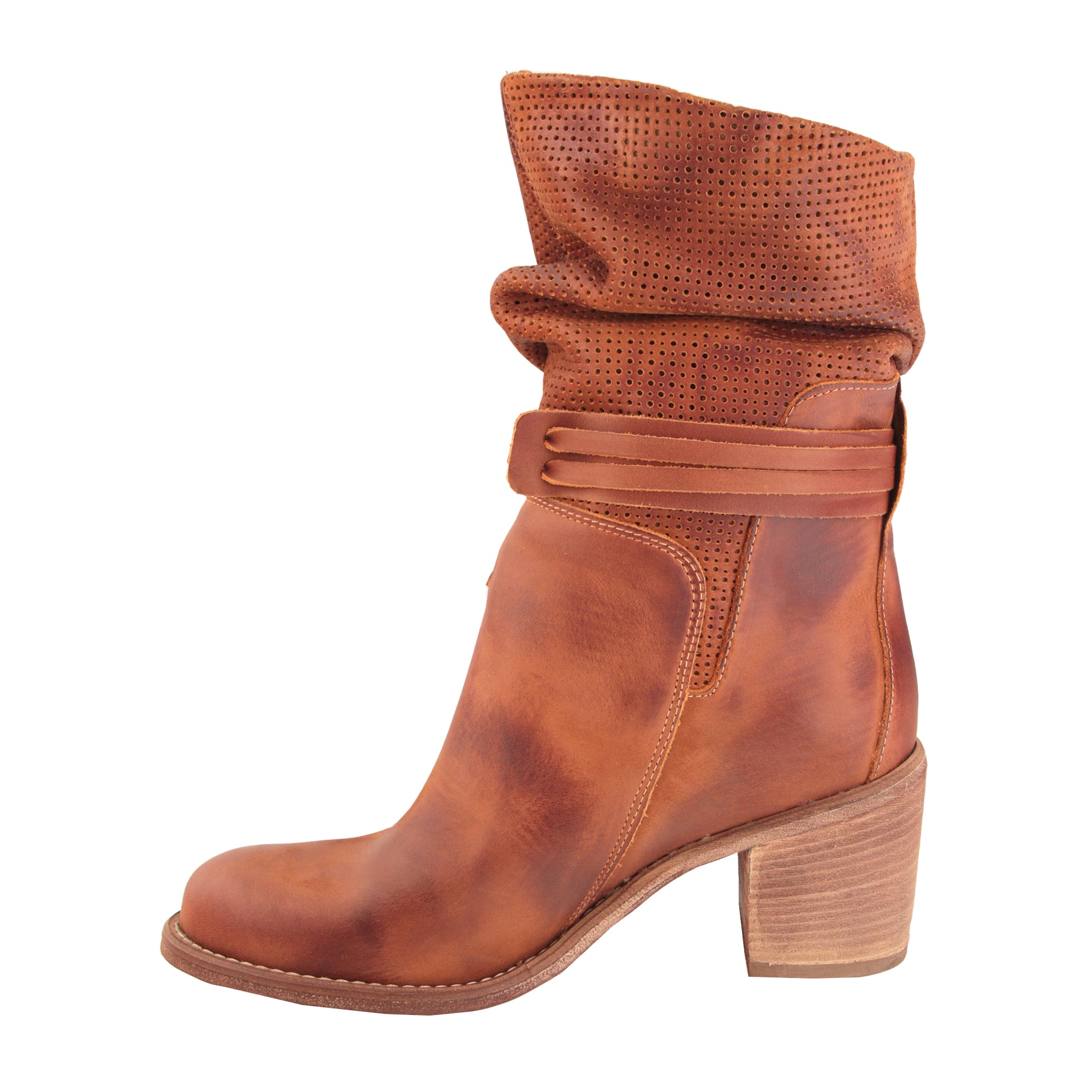 Stivaletti in vera pelle nabuk con tacco comodo- Art.7070NABUKF14SS24