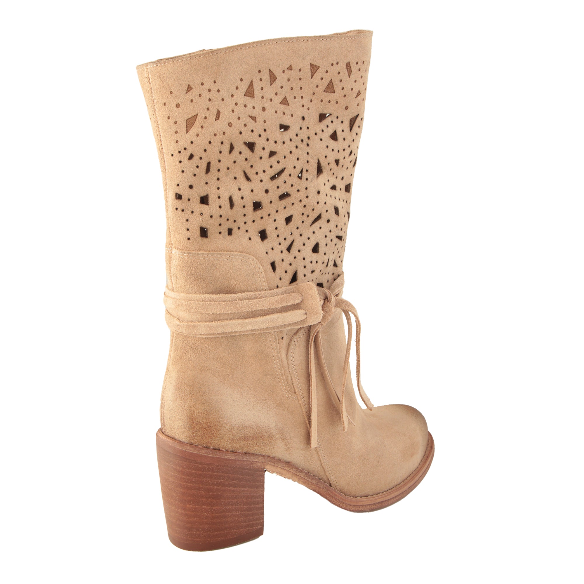 Stivaletti in vera pelle scamosciata  laserati con tacco comodo- Art.7071CAMOSCIOLASERSS24