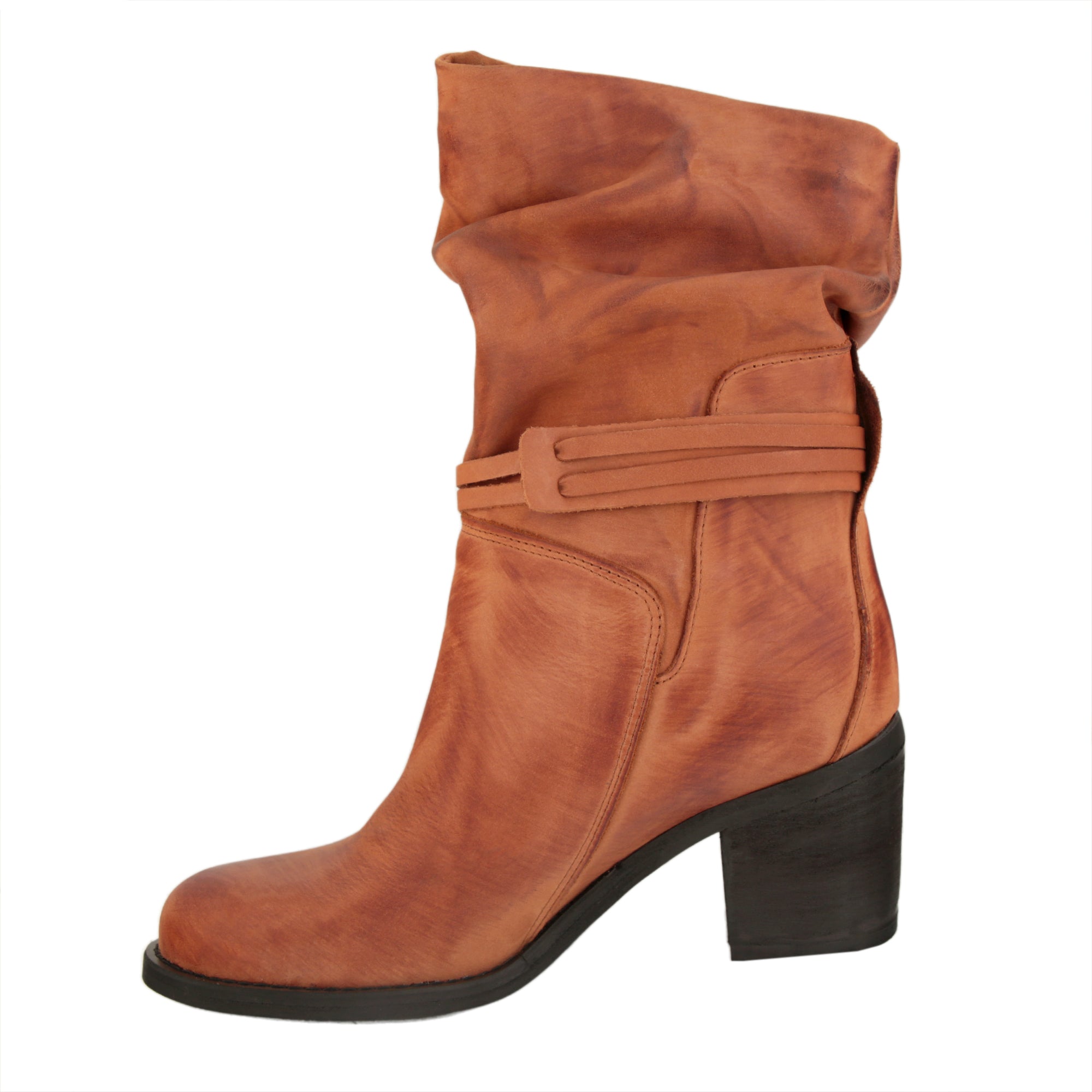 Stivaletti in pelle di vitello con tacco comodo- Art.7070NABUKT50