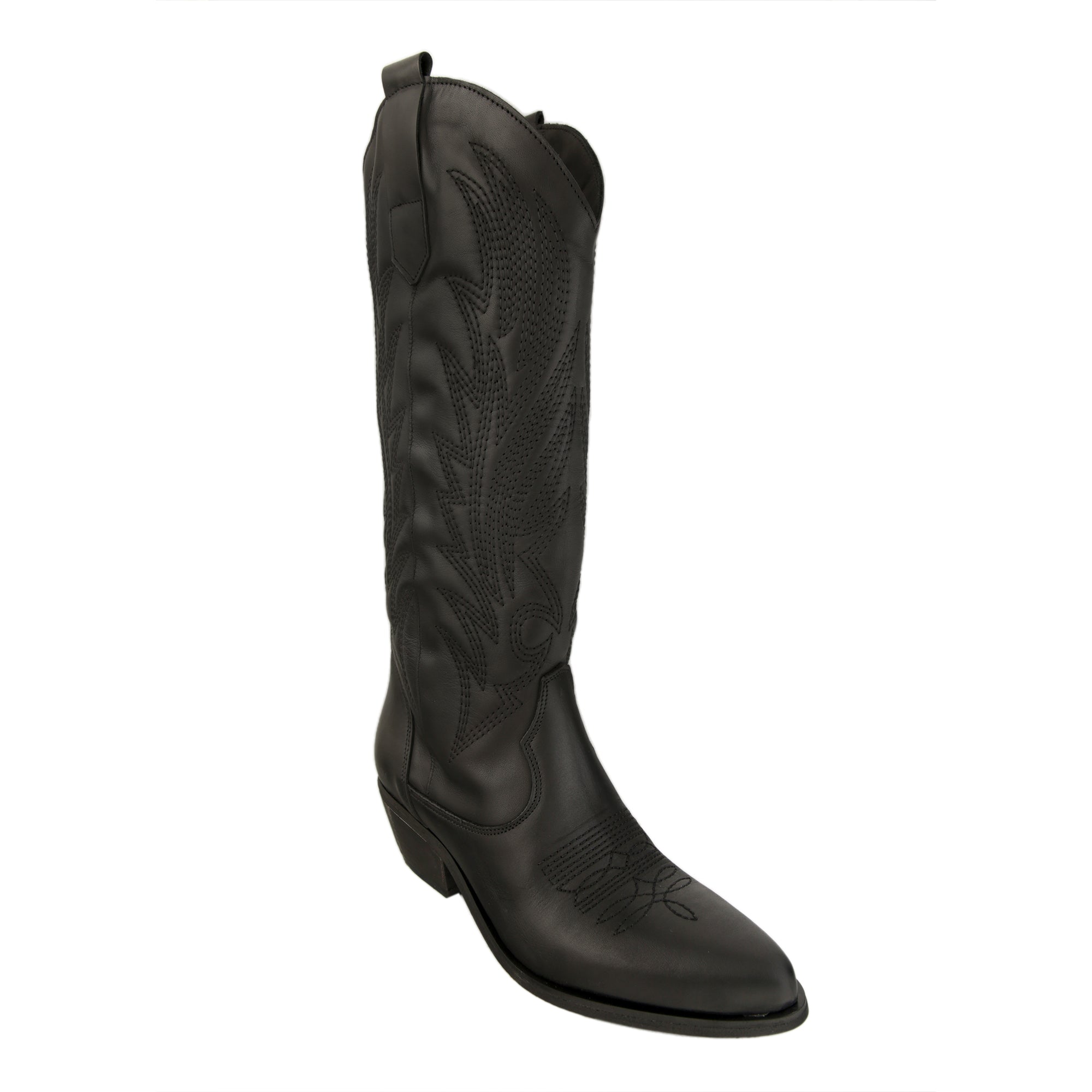 Stivale texano in vera pelle di vitello con vero ricamo - Art.TEX120RICPELLET30