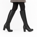 Stivale in vera pelle con tacco e fascia elastica