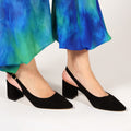 Dècolletè slingback in simil camoscio con tacco comodo quadrato