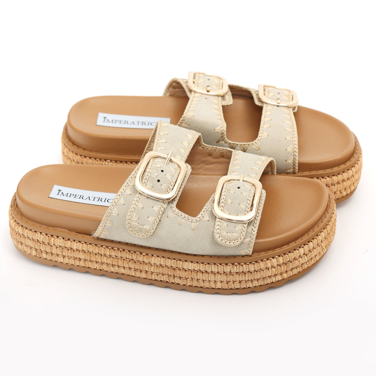 Sandali platform in simil pelle con fibbie color oroDM425 Art. DM425