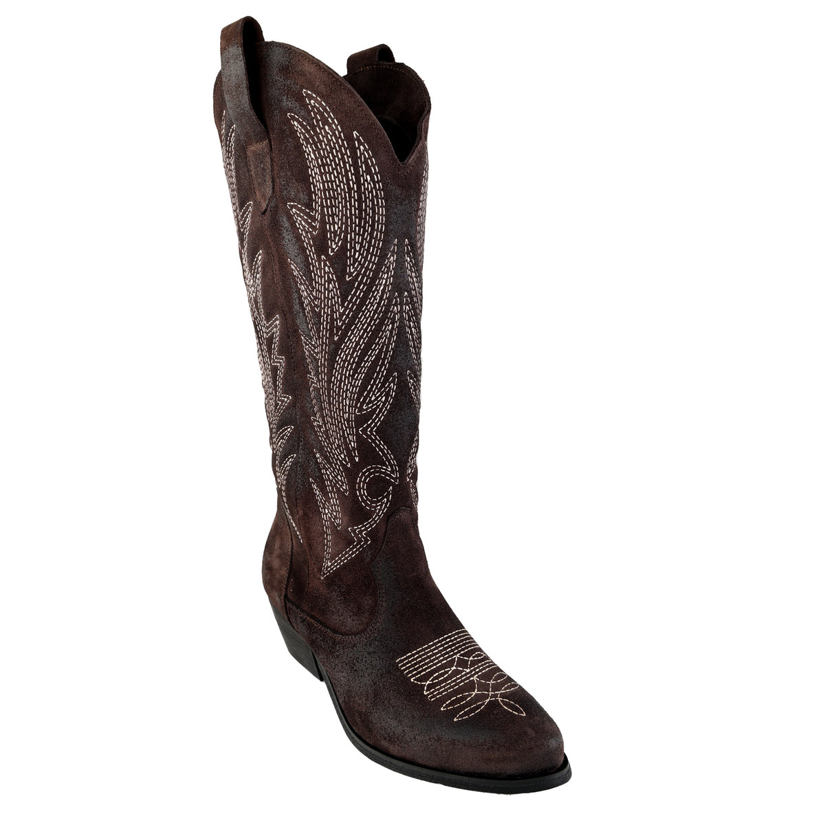 Stivale texano in camoscio spazzolato con vero ricamoTEX120RICCAMT30 Art. TEX120RICCAMT30