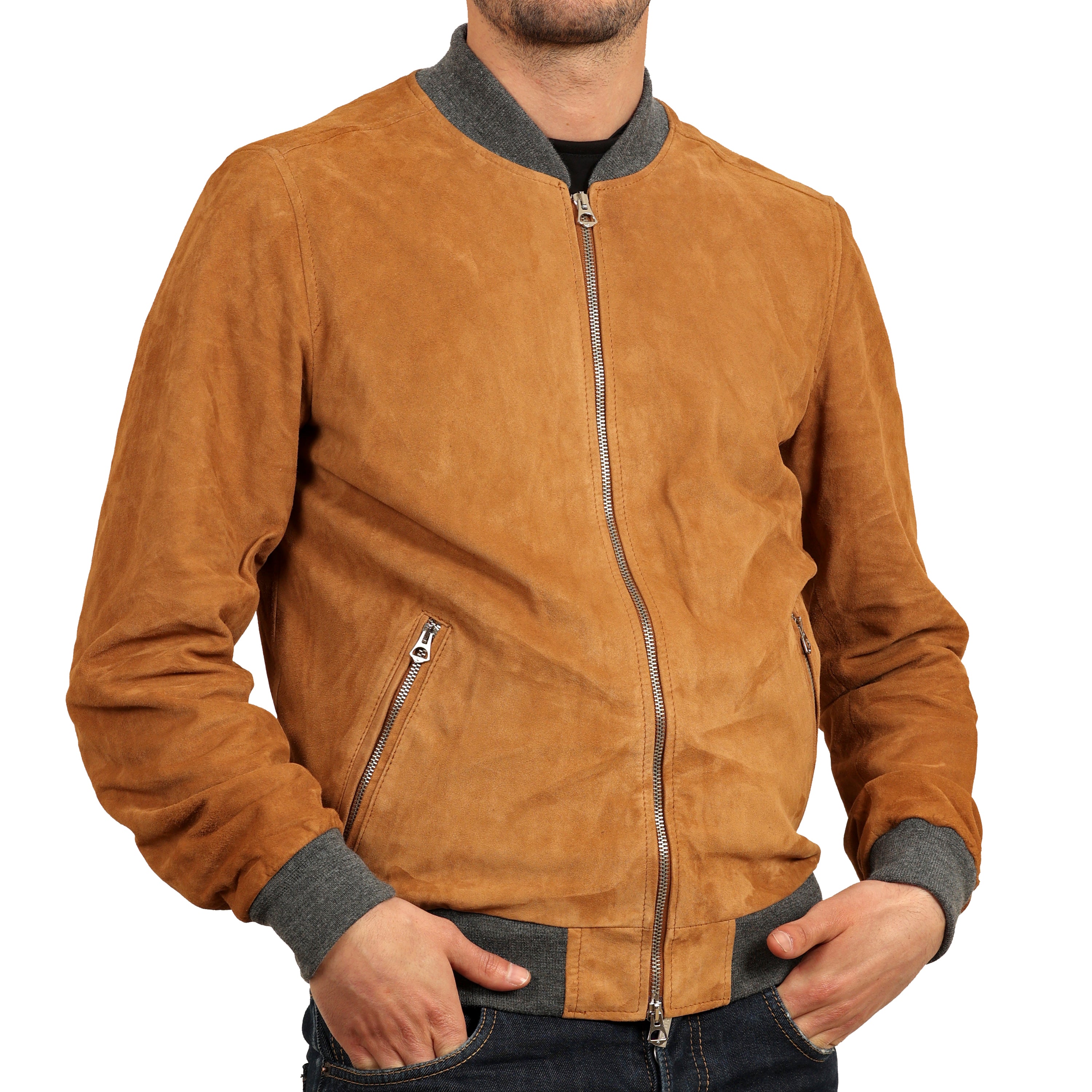 Bomber in camoscio  Nero-Slim Fit-Art.IMP01