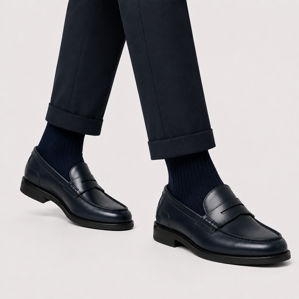 Mocassino con benda in pelle crust con fondo in gomma -Art.805EFDOGOMMACRUST