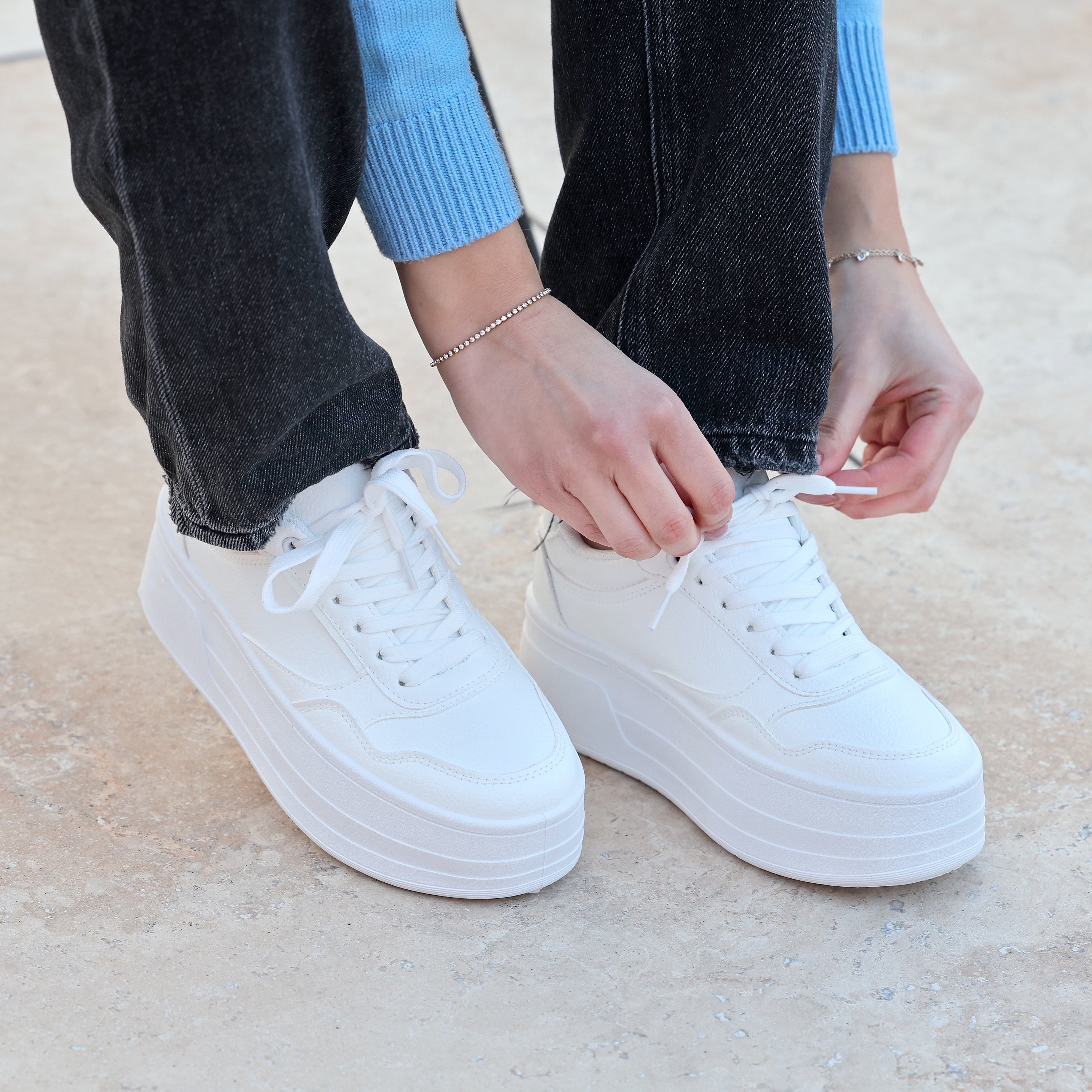 Sneakers in simil pelle platform- Art.77716