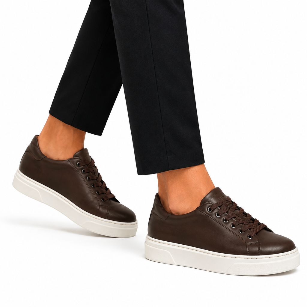 Sneakers stringate in vera pelle -Art.6PELLE