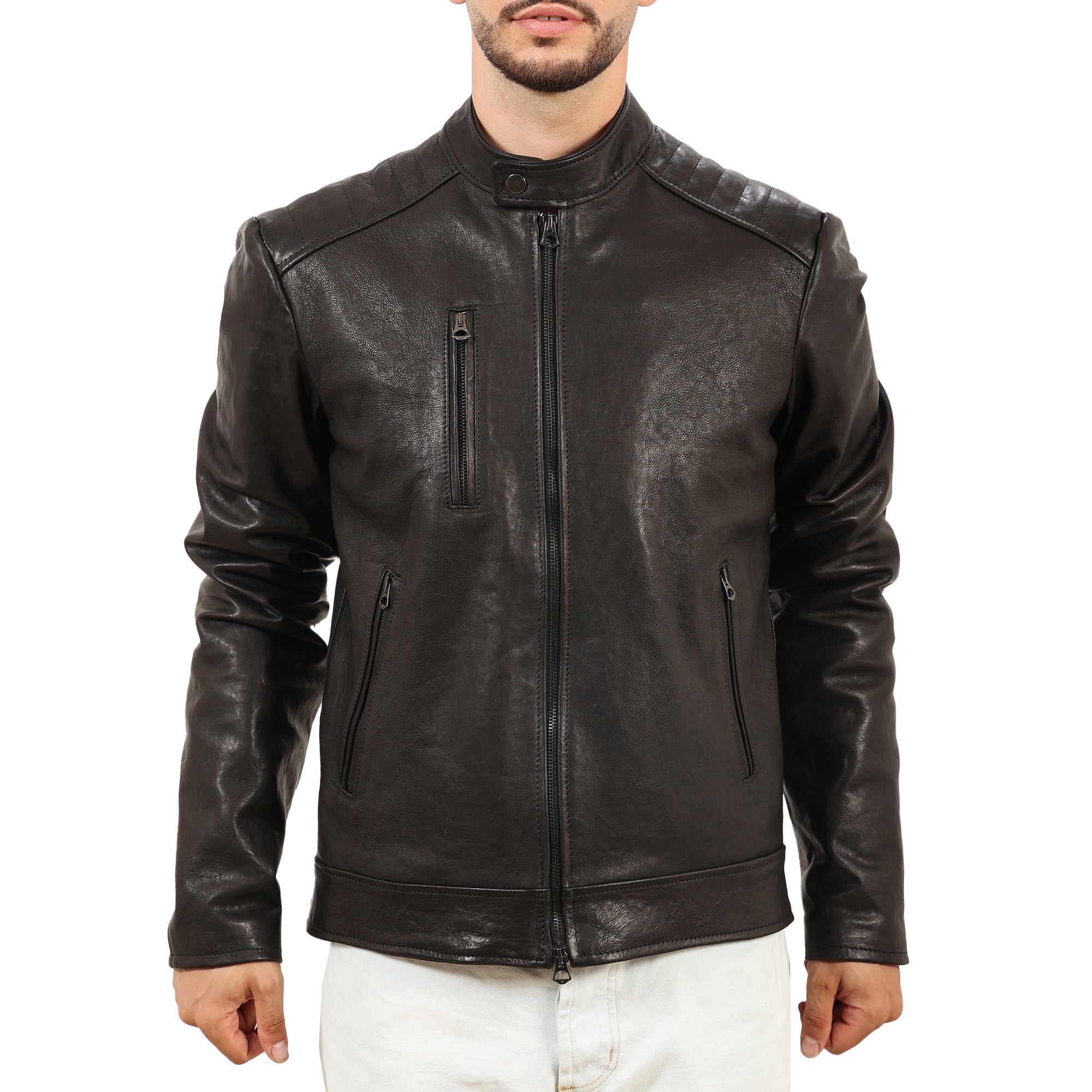 Biker in vera pelle di vitello rifinizione vegetale-Art.IMP04VEGETALE