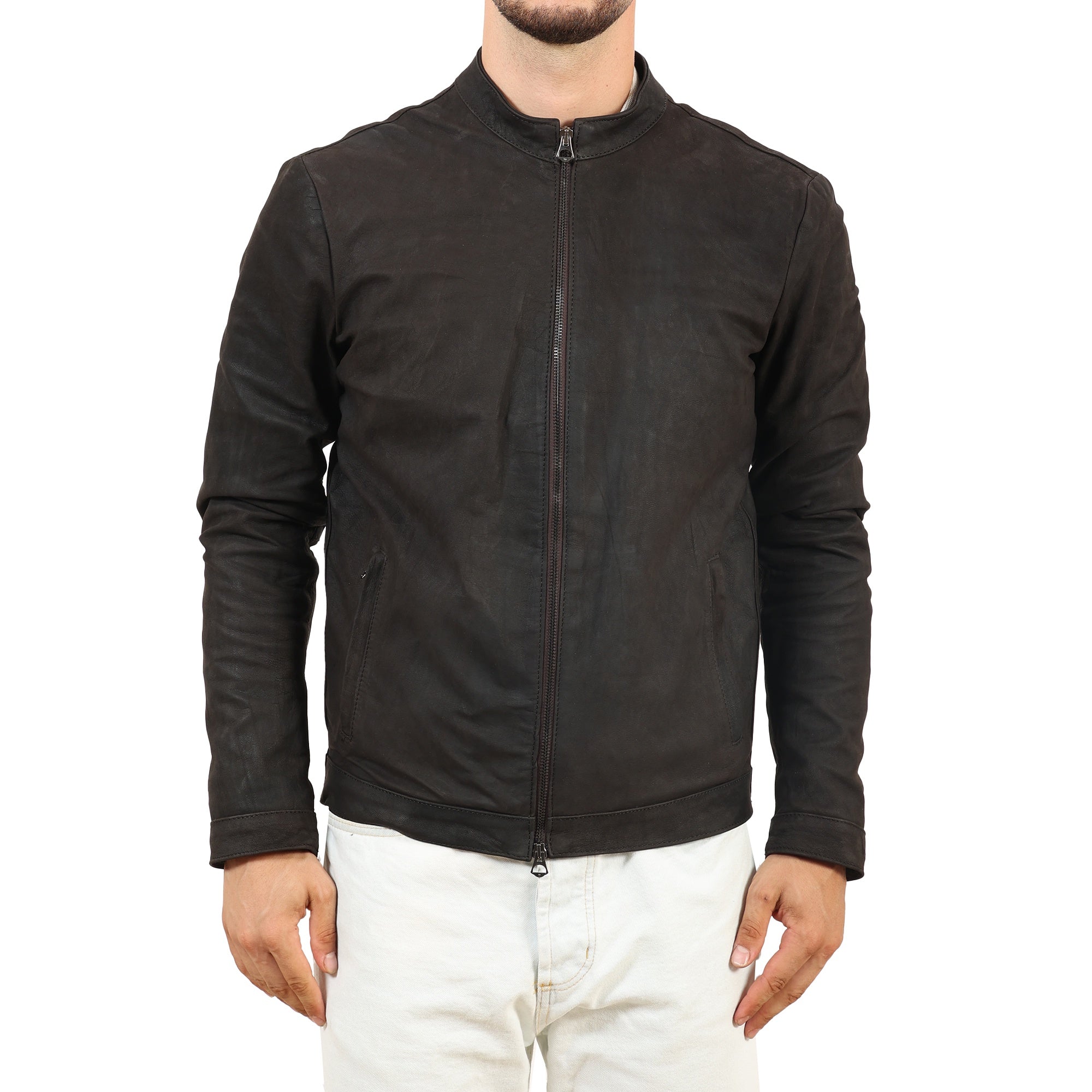 Giubbino in pelle di vitello rifinizione oleato Testa di Moro-Slim Fit-Art.IMP24OLEATO