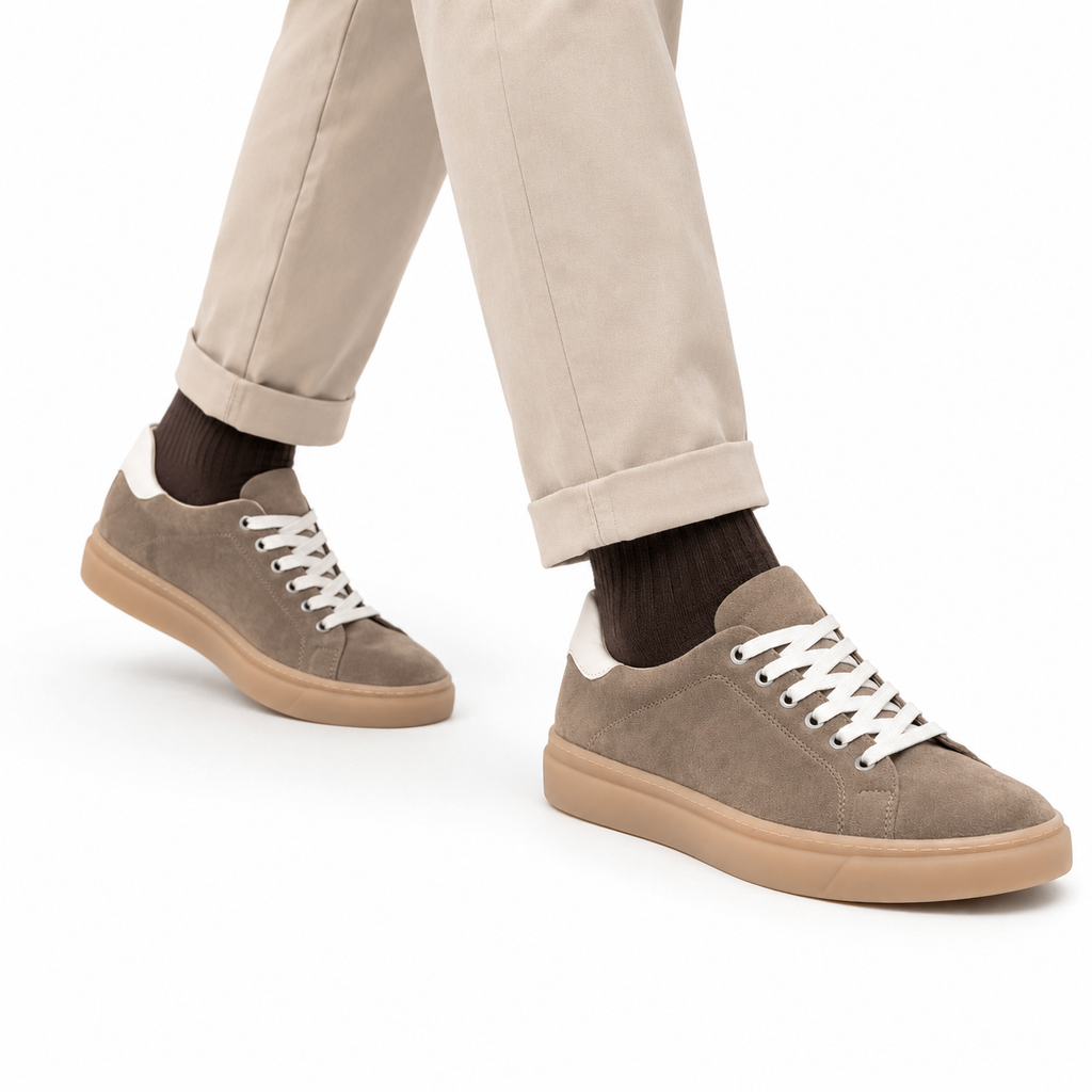 Sneakers Uomo , fondo 4,0 cm-Art.7CAMOSCIO