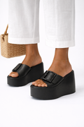 Ciabatta con zeppa - tacco 12,5 cm - plateaux 4,5 cm -Art.CL520