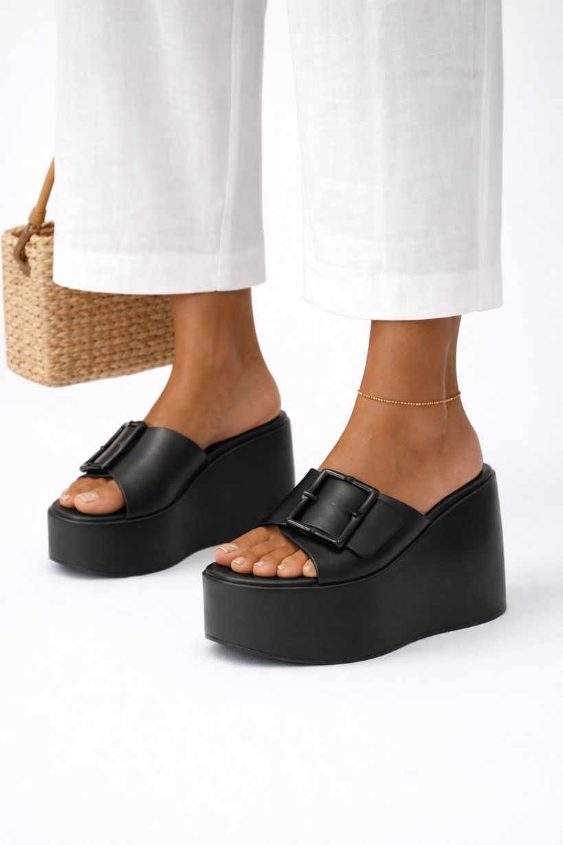 Ciabatta con zeppa - tacco 12,5 cm - plateaux 4,5 cm -Art.CL520