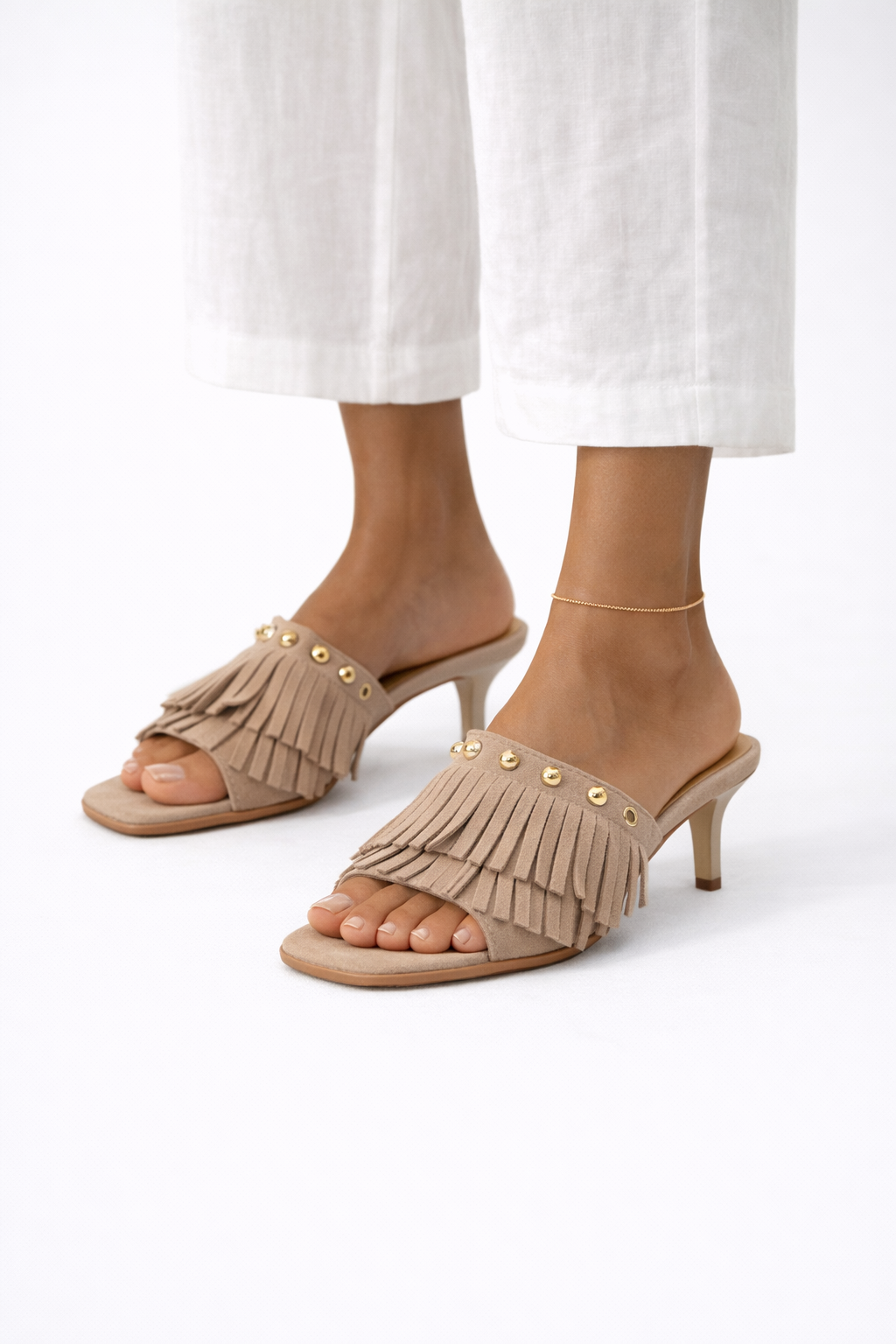 Sandali frange  - tacco 7,0 cm -Art.CL527