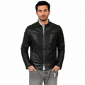 Giubbino in pelle di vitello nappa Nero-Slim Fit-Art.IMP24NNAPPA