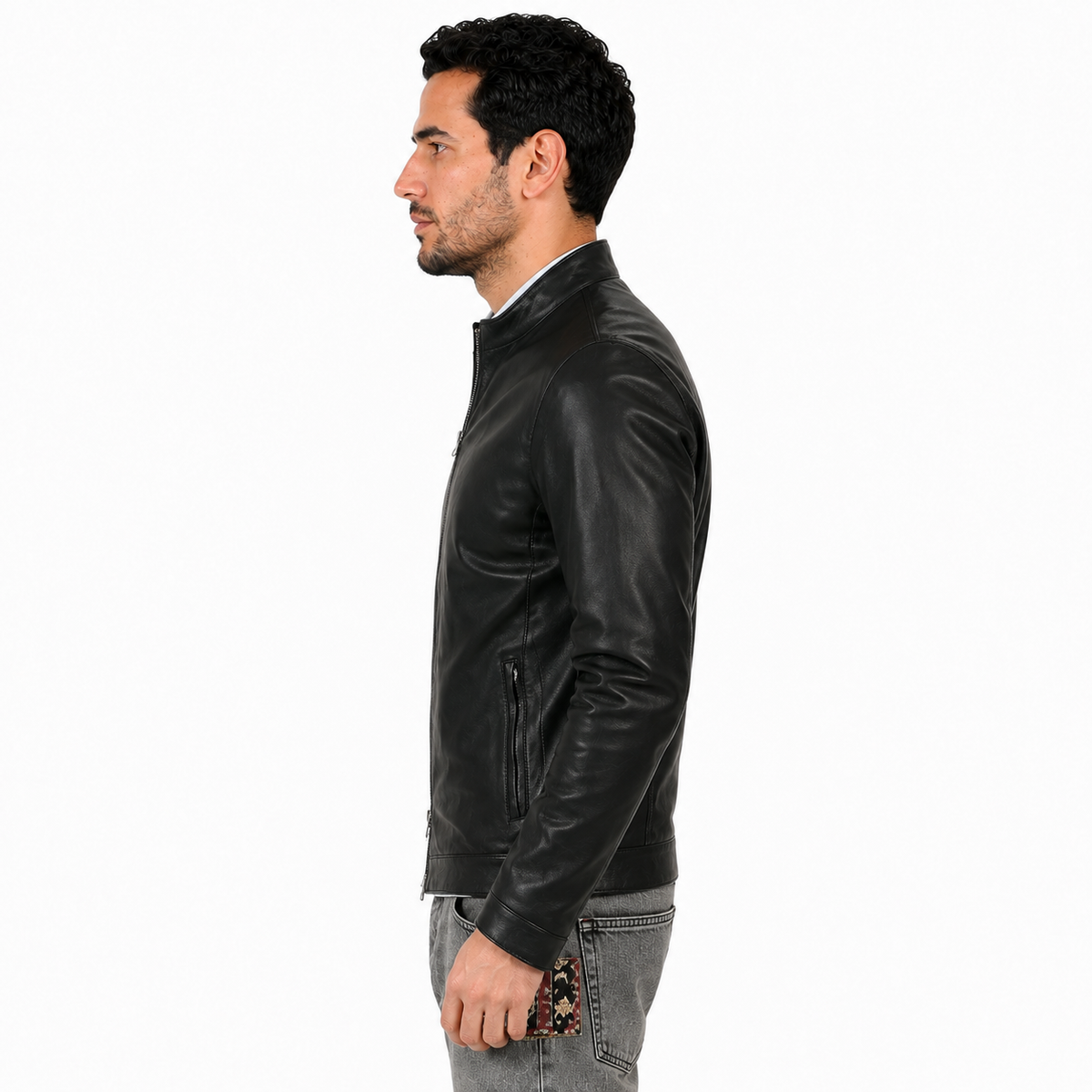 Giubbino in pelle di vitello nappa Nero-Slim Fit-Art.IMP24NNAPPA