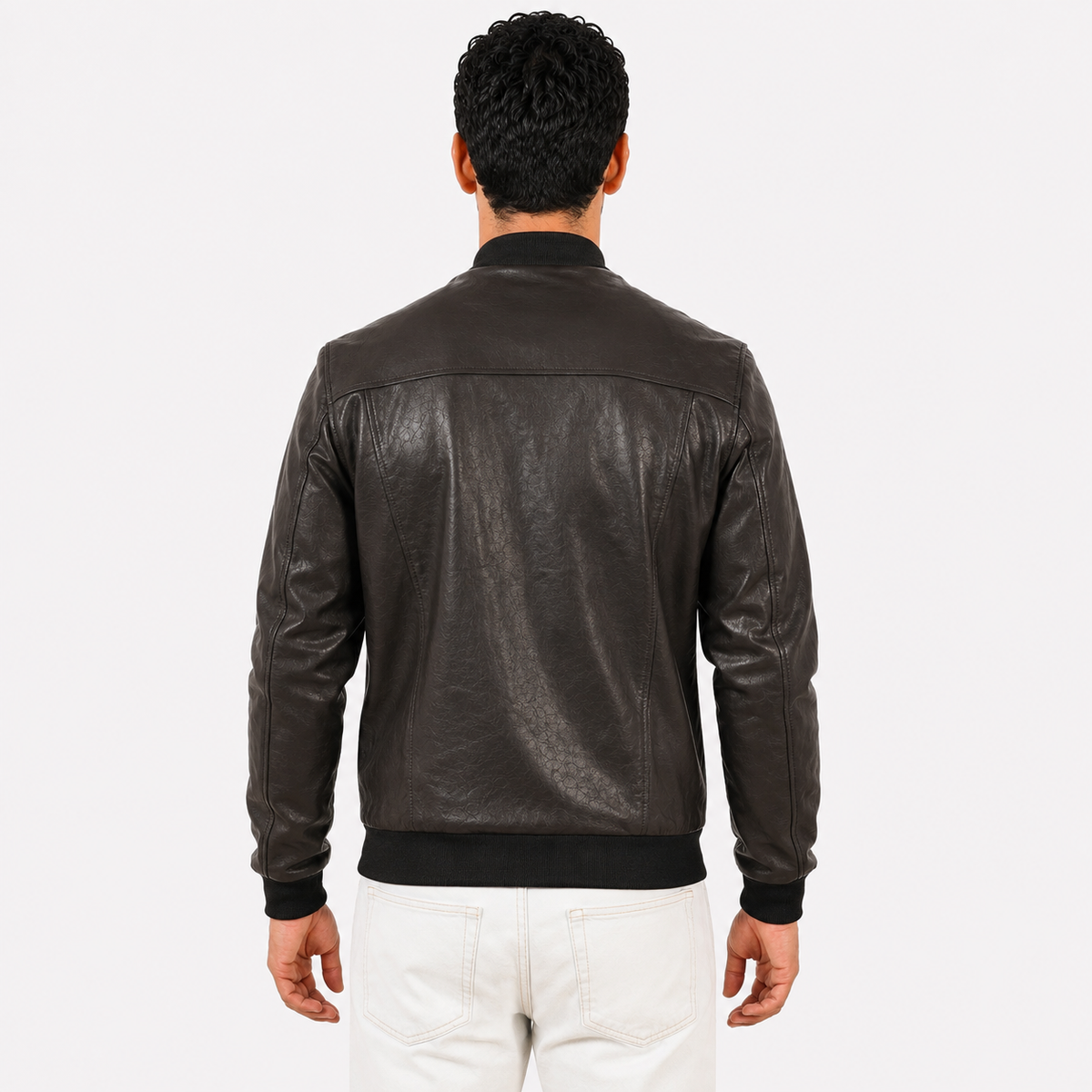 Giubbino in vera pelle di vitello rifinizione vegetale Nero -Slim Fit-Art.XM54VEGETALE