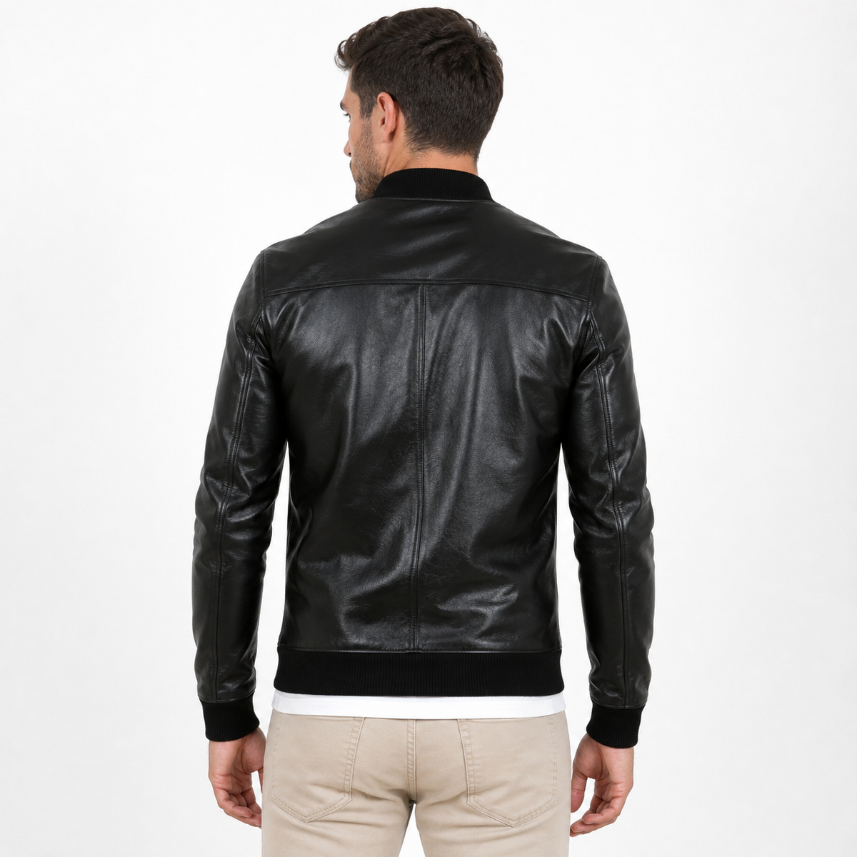 Giubbino in vera pelle di vitello Nero-Slim Fit-Art.XM54NAPPA