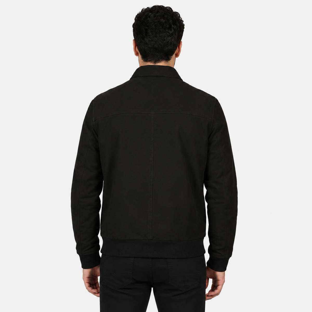 Giubbino in vera pelle di vitello scamosciata Nero-Slim Fit-Art.IMP23CAMOSCIO