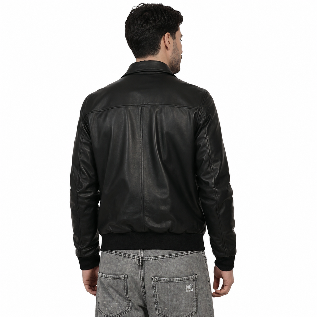 Giubbino in vera pelle di vitello Nero-Slim Fit-Art.IMP23NAPPA