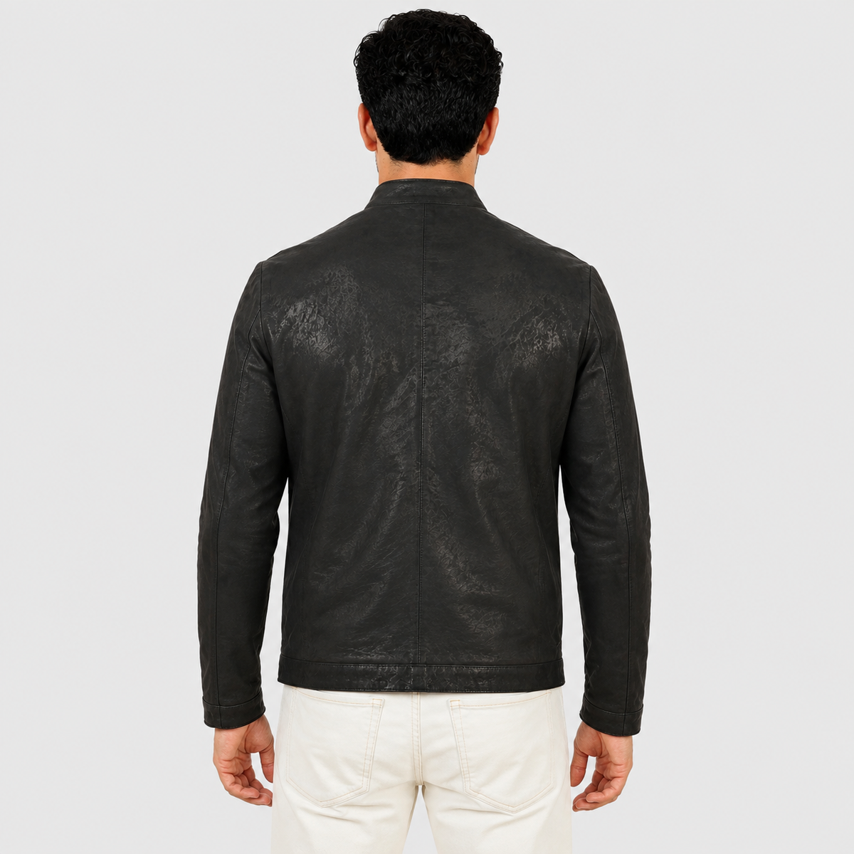 Giubbino in pelle di vitello rifinizione dakota blu jeans-Slim Fit-Art.IMP24DAKOTA