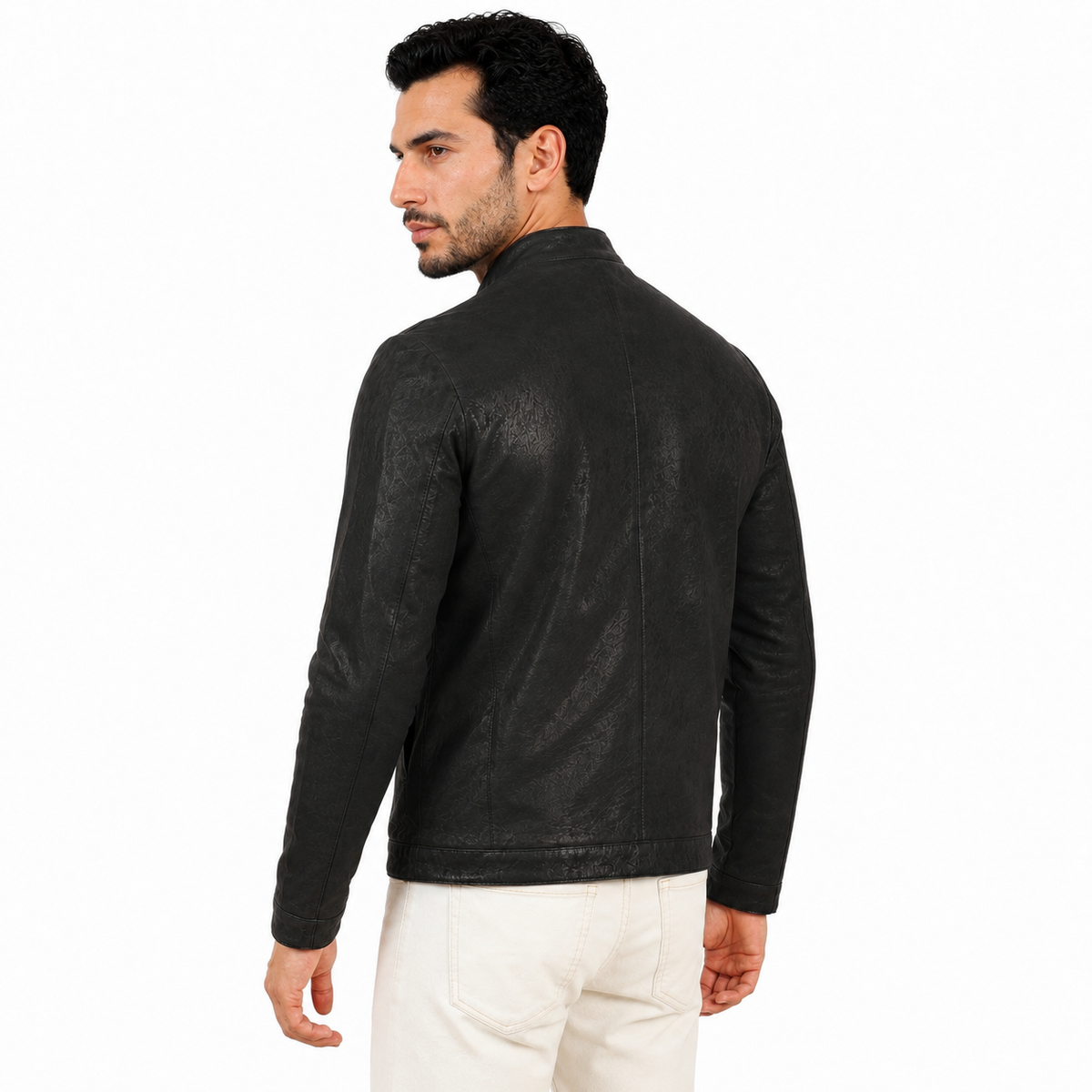 Giubbino in pelle di vitello rifinizione dakota blu jeans-Slim Fit-Art.IMP24DAKOTA