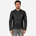 Giubbino in pelle di vitello nappa Nero-Slim Fit-Art.SAXNAPPA