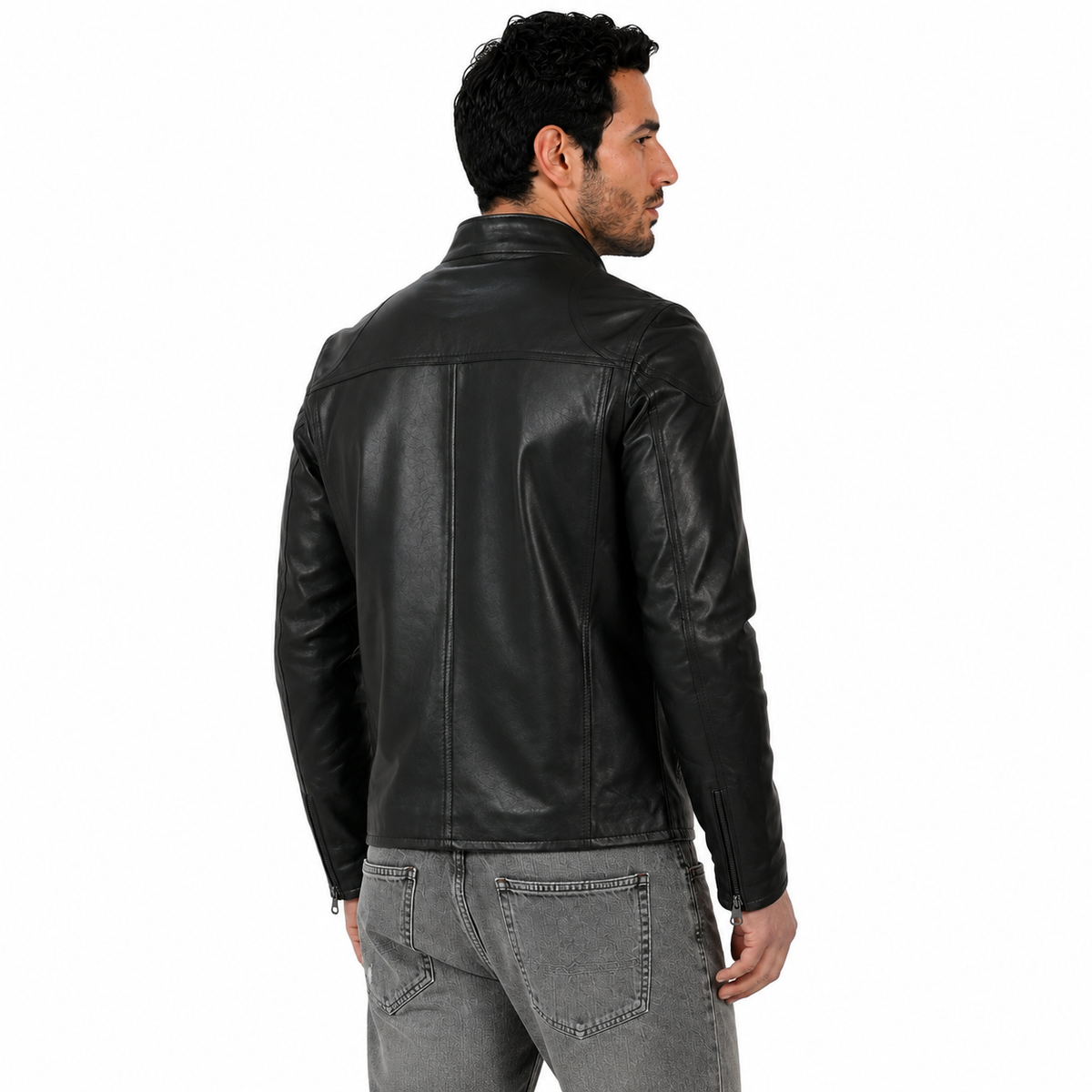 Giubbino in pelle di vitello nappa Nero-Slim Fit-Art.SAXNAPPA