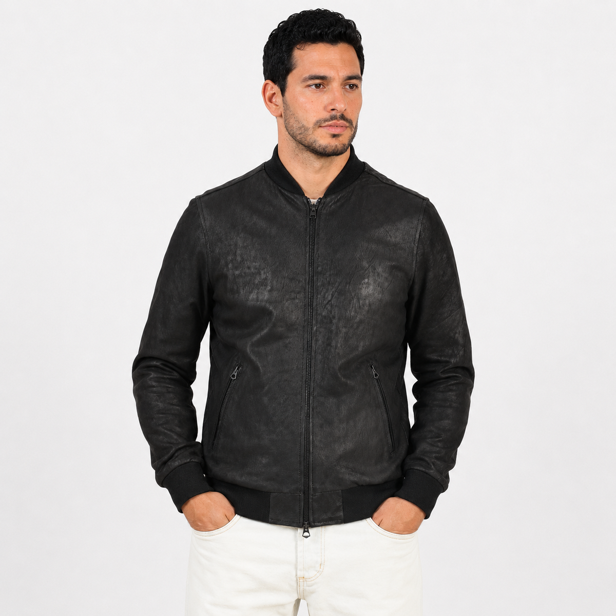 Giubbino in vera pelle di vitello rifinizione dakota Testa di Moro-Slim Fit-Art.XM54DAKOTA