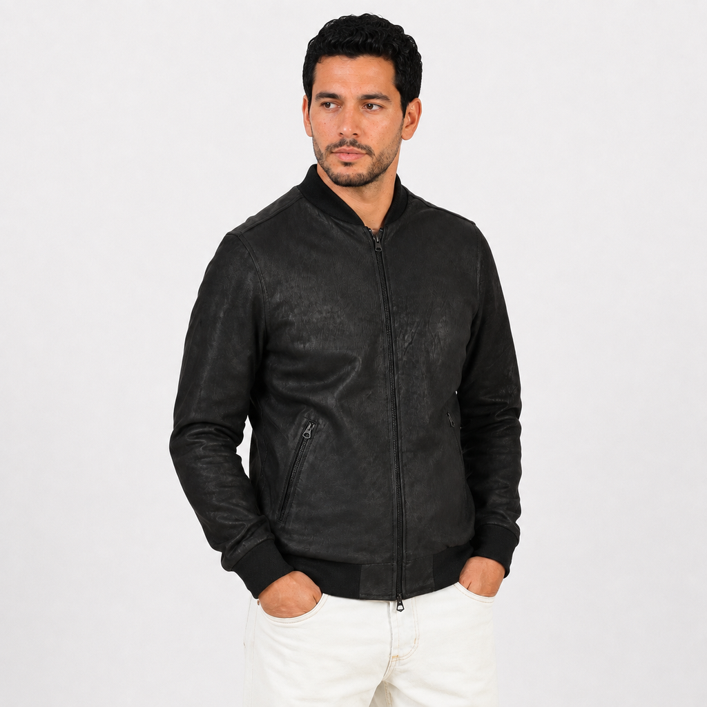 Giubbino in vera pelle di vitello rifinizione dakota Testa di Moro-Slim Fit-Art.XM54DAKOTA