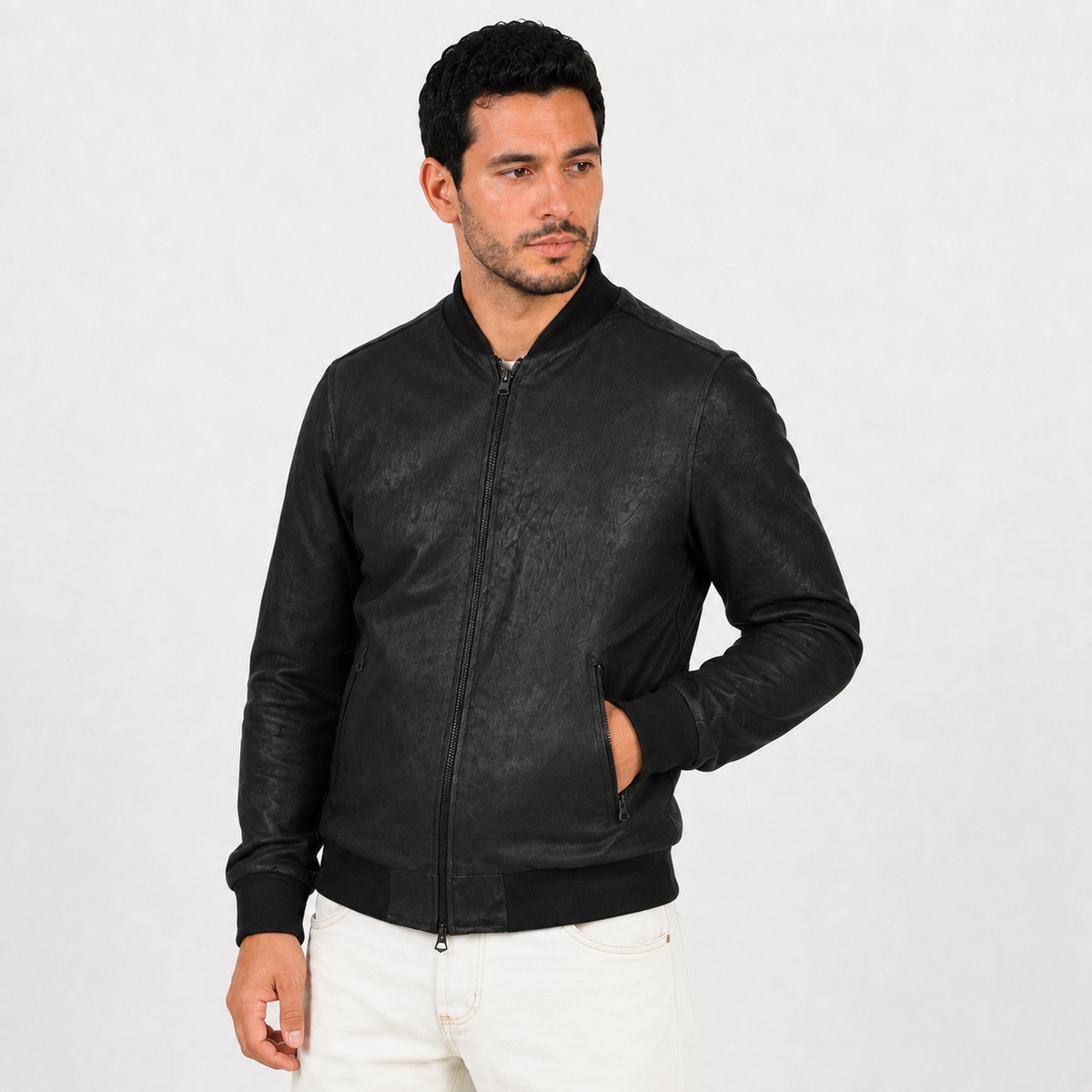 Giubbino in vera pelle di vitello rifinizione dakota Testa di Moro-Slim Fit-Art.XM54DAKOTA
