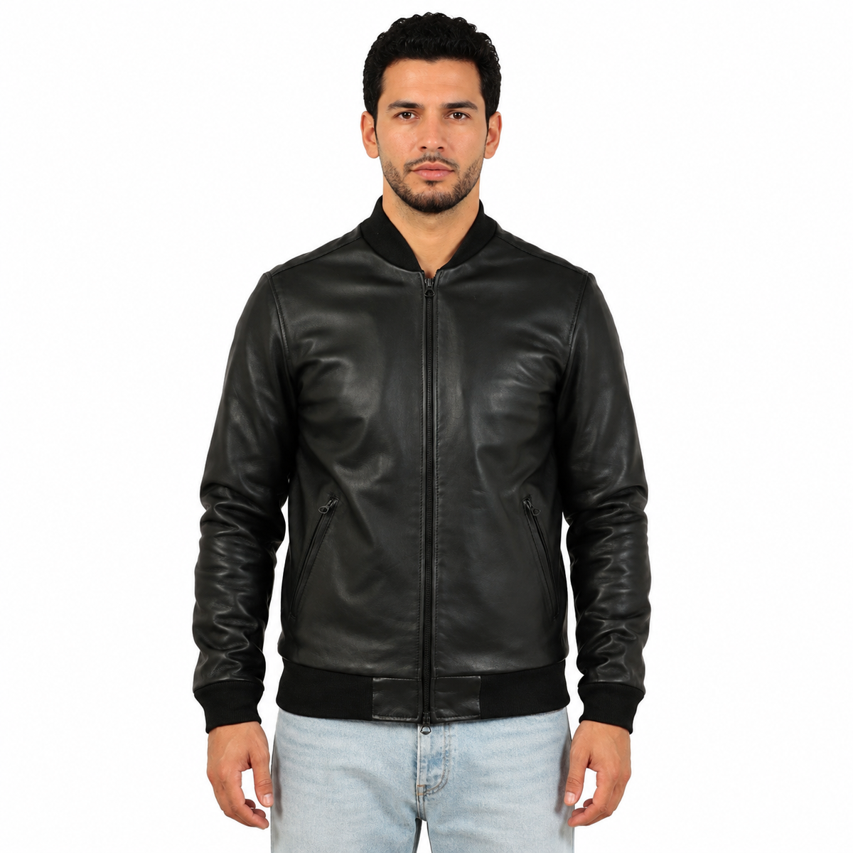 Giubbino in vera pelle di vitello foderato con trapunta invernale Nero-Slim Fit-Art.XM54INVNAPPA