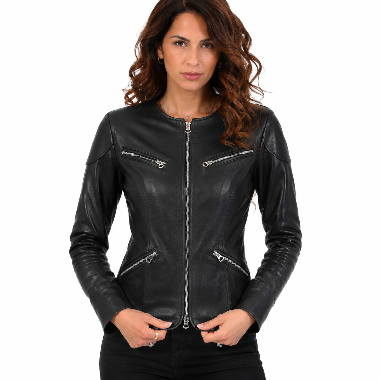 Giubbino in pelle di vitello nappa Nero-Art.CHANELZIPNAPPA