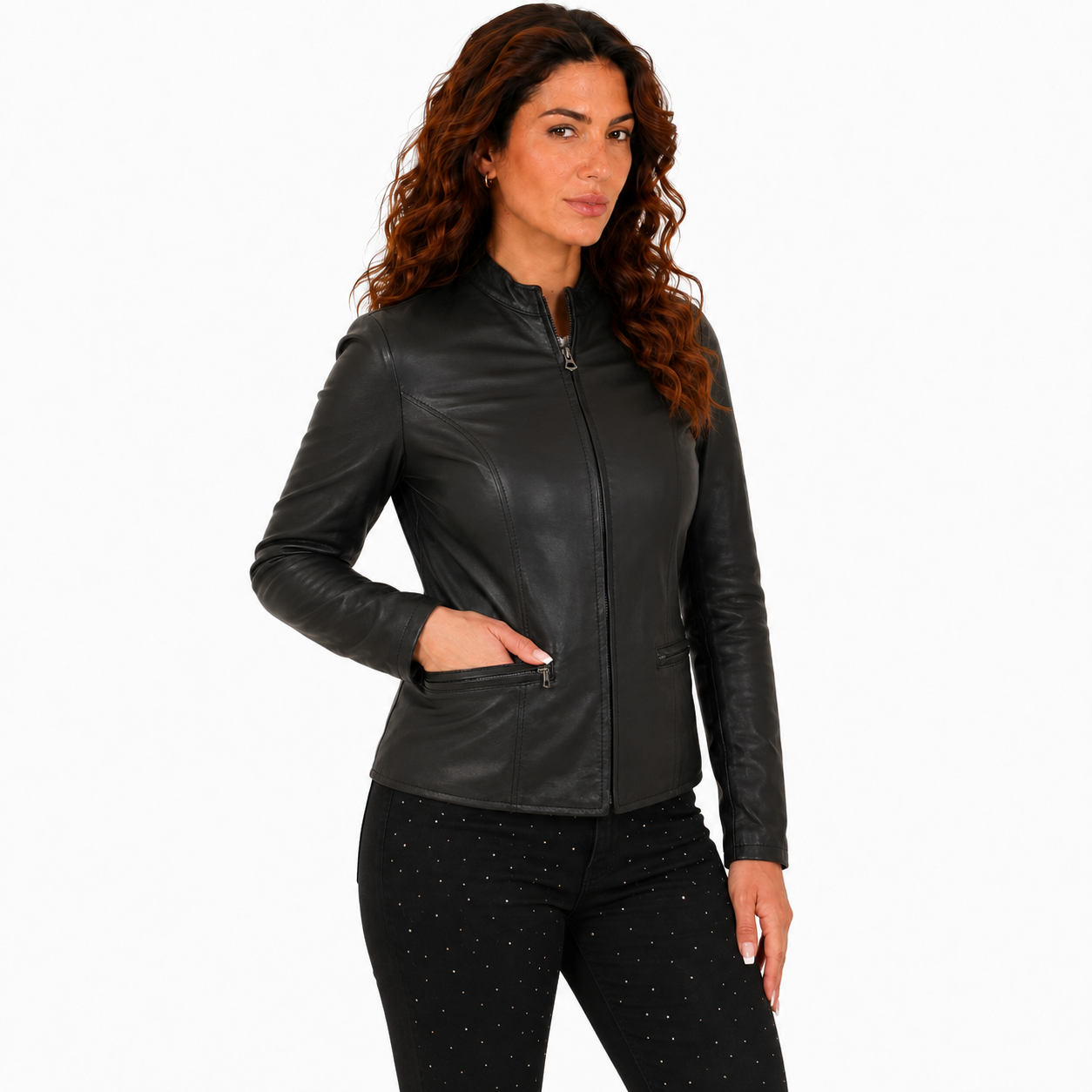 Giubbino in vera pelle di vitello Nero-Art.IMP28NAPPA