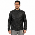 Giubbino in vera pelle di vitello Nero-Art.XM832NAPPA